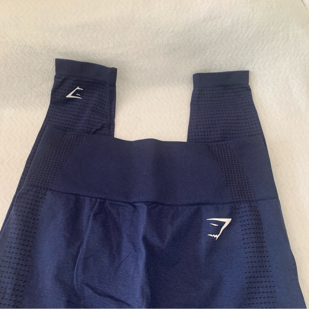 Women’s Medium GYMSHARK Heavy Blue Minimal Sports Bra Vital Seamless Legging Set - Picture 5 of 9